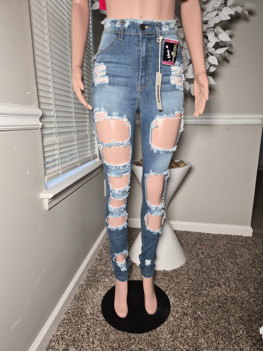 Aphrodite Distressed Light Blue Skinny Jeans